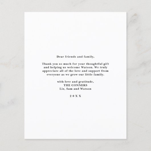 Budget Handgeschreven Foto Baby Hartelijk dank (Achterkant)