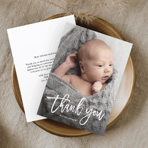 Budget handgeschreven fotobaby bedankkaart