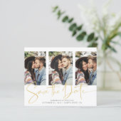 BUDGET Handgeschreven Save the Date Gold Marble (Staand voorkant)