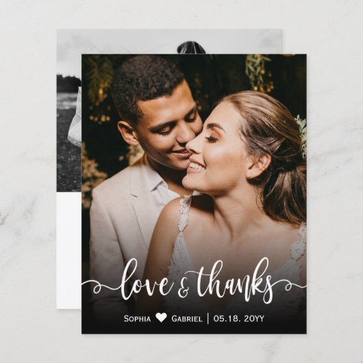 Budget handgeschreven script bruiloft Foto Dank u (Voorkant / Achterkant)