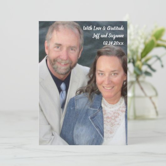 Budget Handlettering Foto Bruiloft Dank Je Bedankkaart (Staand voorkant)