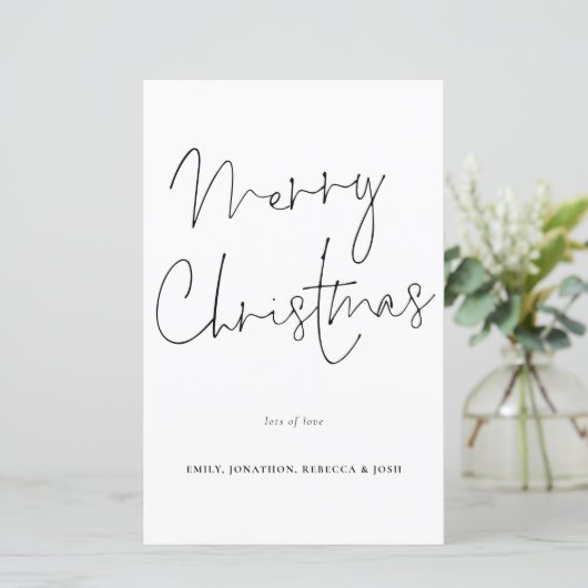 Budget Handwriting Script Merry Kerstmis Kaart (Staand voorkant)