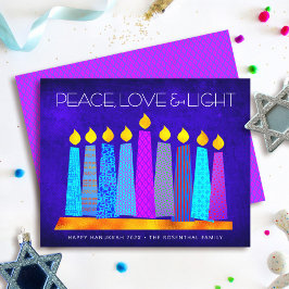 Budget Hanukkah Candles Peace Love Light Blue Kaar