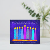 Budget Hanukkah Candles Peace Love Light Blue Kaar (Staand voorkant)