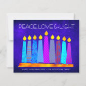 Budget Hanukkah Candles Peace Love Light Blue Kaar (Voorkant)