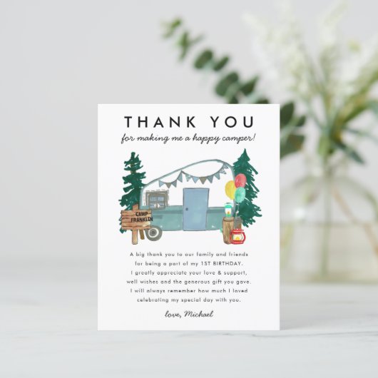 Budget Happy Camper Camping Bedankt Verjaardag (Staand voorkant)