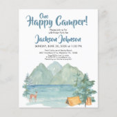 Budget Happy Camper Rustic Mountains Birthday (Voorkant)