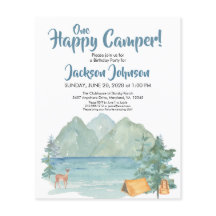 Budget Happy Camper Rustic Mountains Birthday