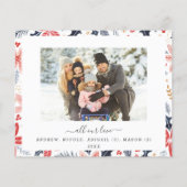 Budget Happy Holiday Red Script Foto Moderne Kaart (Achterkant)