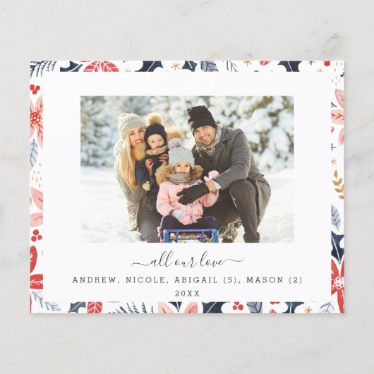 Budget Happy Holiday Red Script Foto Moderne Kaart (Achterkant)