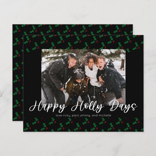 Budget Happy Holly Days Funny kerstfoto (Voorkant / Achterkant)