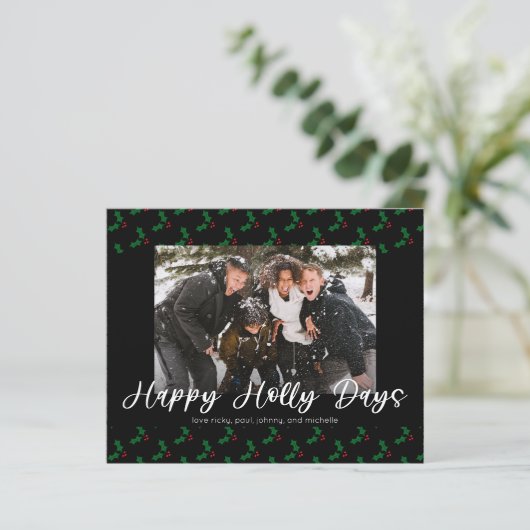 Budget Happy Holly Days Funny kerstfoto (Staand voorkant)