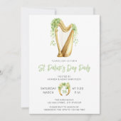 Budget Harp St. Patricks Day Waterverf Party Kaart (Voorkant)