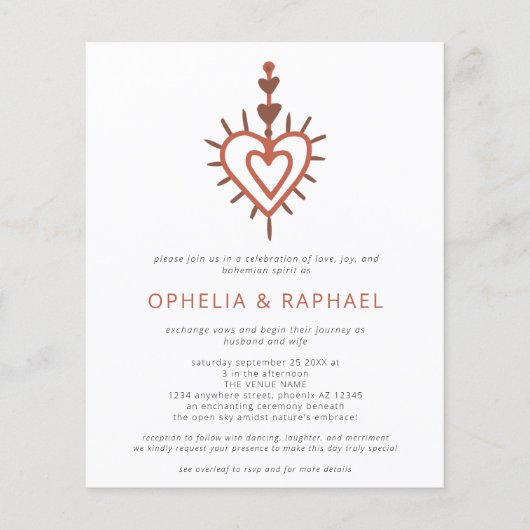 Budget Hart Dreamcatcher Terracotta QR Bruiloft (Voorkant)