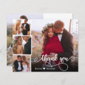 Budget Hart Foto Collage Bruiloft Dank u Kaart (Voorkant / Achterkant)