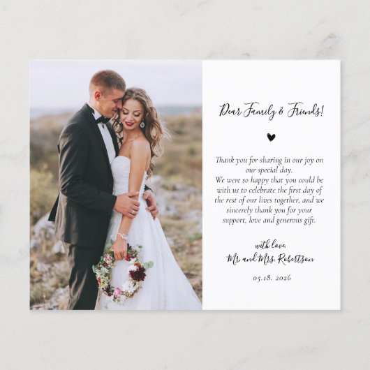 Budget Hart Foto Collage Bruiloft Dank u Kaart (Achterkant)