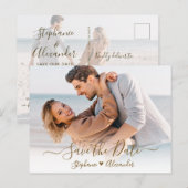 Budget Hart Gouden Kalligrafie Foto Opslaan De Dat Aankondigingskaart (Voorkant / Achterkant)