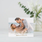 Budget Hart Gouden Kalligrafie Foto Opslaan De Dat Aankondigingskaart (Staand voorkant)