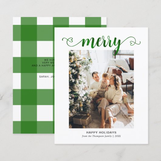 BUDGET Hart Groen Vrolijk Script Foto Kerstmis (Voorkant / Achterkant)