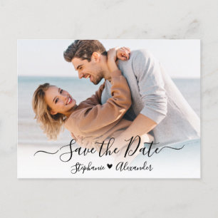 Budget hart kalligrafie foto Save the Date Aankondigingskaart