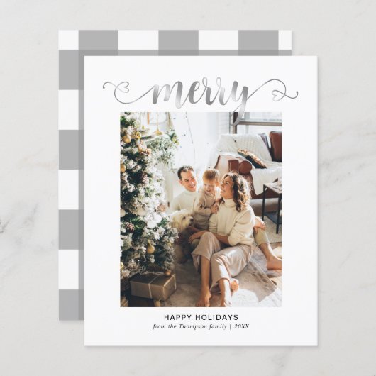 BUDGET Hart Zilver Vrolijk Script Foto Kerstmis (Voorkant / Achterkant)