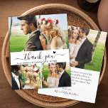 Budget Hartscript Collage Weddenschap Hartelijk da<br><div class="desc">Budget, minimalistische moderne elegante "dank u" Script 3 Fotocollage bruiloft dank u gepersonaliseerde betaalbare low budget dunne kaart. Stijlvolle bruiloft dank u kaart sjabloon met vier foto op de voorkant en een foto op de achterkant. ***LET OP! *** BUDGETPAPIER/FLYER IS PAPIERDUN. *** UPGRADE HET PAPIER VOOR EEN DIKKER PAPIER. ***...</div>