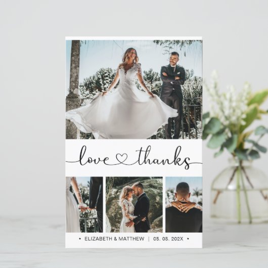 Budget hartscript Foto bruiloft Hartelijk dank (Staand voorkant)