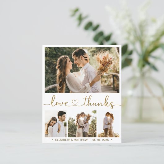 Budget hartscript Foto bruiloft Hartelijk dank (Staand voorkant)