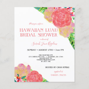Budget Hawaiian Luau Tropical Vrijgezellenfeest Flyer