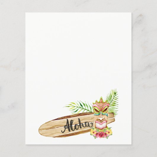 Budget Hawaiian Tiki Partij Uitnodigingen (Achterkant)
