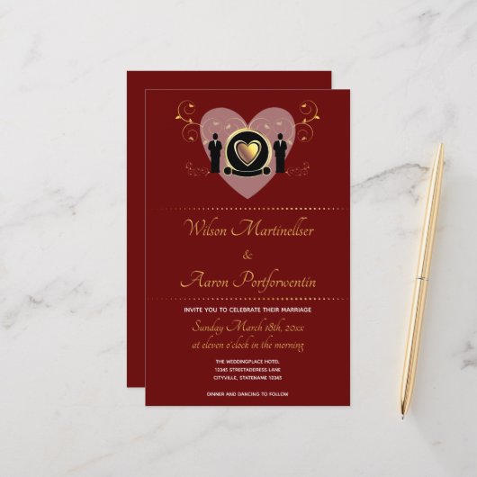 Budget Heart Burgundy LGBTQ Weddenschap (Voorkant / Achterkant in situ)
