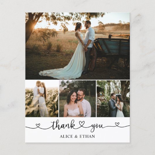 Budget Heart Script Foto Weddenschap Bedankt (Voorkant)