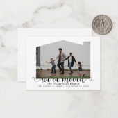 BUDGET Heart Script We've Moved Photo Moving Notitiekaartje (Voorkant / Achterkant in situ)