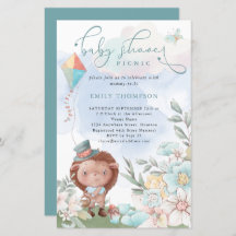 Budget Hedégel Baby shower Picnic Boy Invite
