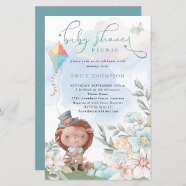 Budget Hedégel Baby shower Picnic Boy Invite