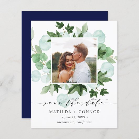 BUDGET Hedera | Groen Ivy Navy Fotobruiloft (Voorkant / Achterkant)