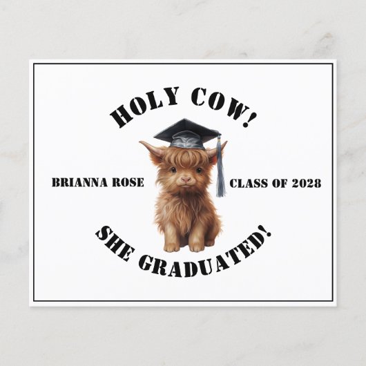 Budget Heilige Koe! Uitnodiging voor afstuderen (Voorkant)