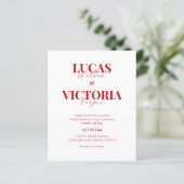 Budget helder rood Foto QR code bruiloft uitnodigi (Staand voorkant)