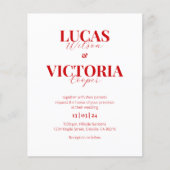 Budget helder rood Foto QR code bruiloft uitnodigi (Voorkant)