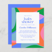 Budget Helderkleurig Abstract Baby shower uitnodig (Voorkant / Achterkant)