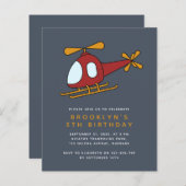 Budget Helikopter Boy's Birthday Party Invitation (Voorkant / Achterkant)