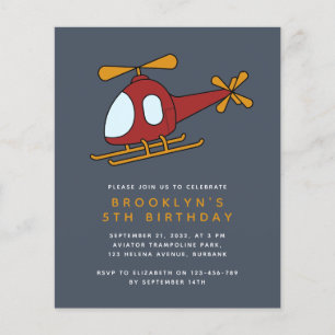 Budget Helikopter Boy's Birthday Party Invitation