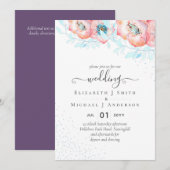 BUDGET Hellebore Turquoise Peach Floral Wedding Kaart (Voorkant / Achterkant)