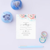 BUDGET Hellebore Turquoise Perzik Bloem Bruiloft Flyer (Enkel)