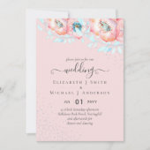 BUDGET Hellebore Turquoise Perzik Bloem Bruiloft Kaart (Voorkant)