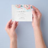 BUDGET  Hellebore Turquoise Perzik Bloemen Bruilof Flyer (Hand)