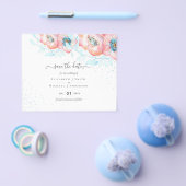 BUDGET  Hellebore Turquoise Perzik Bloemen Bruilof Flyer (Enkel)