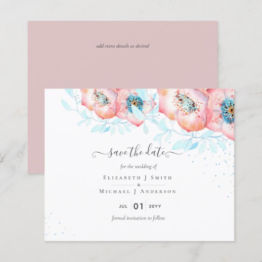 BUDGET Hellebore Turquoise Perzik Bloemen Bruiloft (Voorkant / Achterkant)