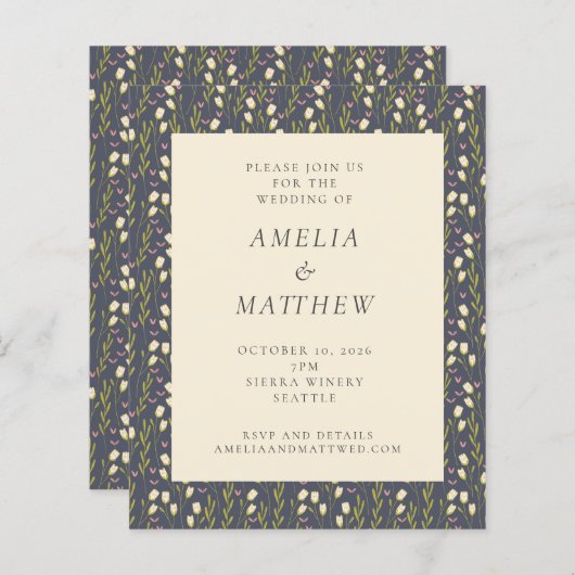 Budget Heren trouwkaart met tuinpatroon (Voorkant / Achterkant)