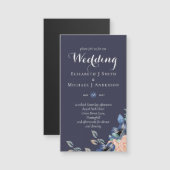 Budget Herenzen Blauw Koraal Bloemige Trouw Uitnod (Voorkant / Achterkant)